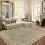 Washable Area Rugs for Living Room: 9x12 Bedroom Rug Boho Vintage Area Rug Stain Resistant Non Slip Low Pile Lightweight Soft Carpets for Dining Room Kitchen Nursery Kids Room Playroom Home Office
