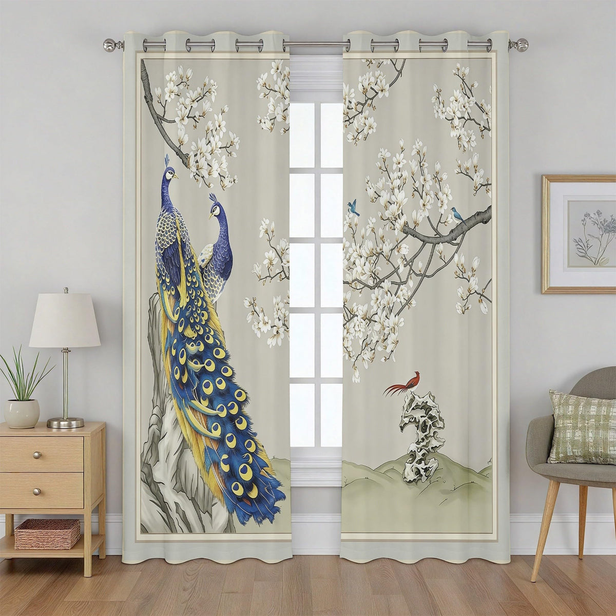 Forest Deer Blackout Curtain, Jungle Safari Animal Curtains 84 Inches Long