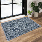 KUTA Vintage Extra Long Runners for Hallways 2.6x18ft Washable Blue White