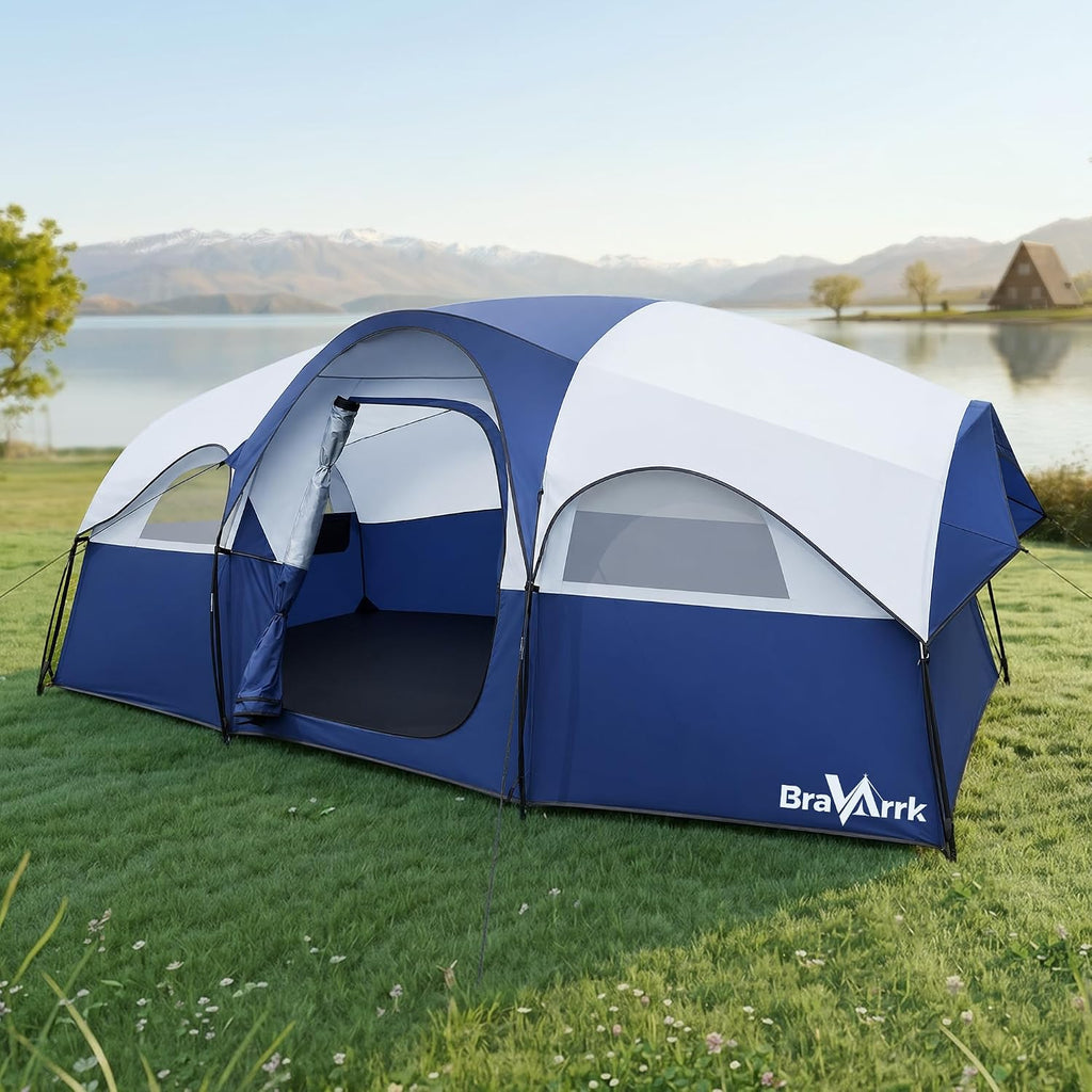 Camping Tent for 8 Person, 3 Room Family Tent with Rainfly