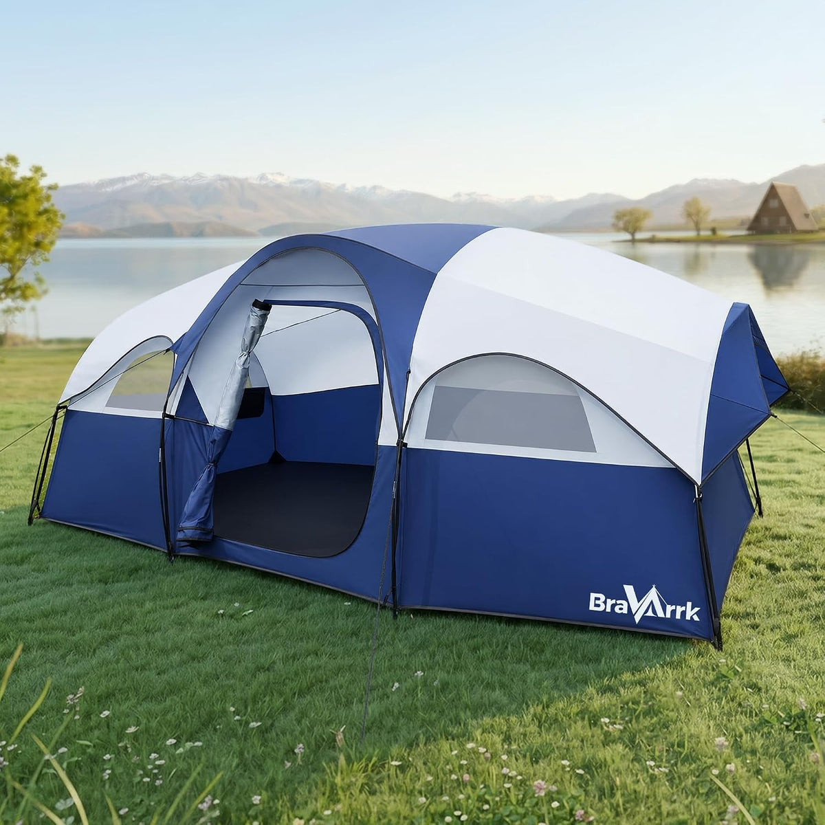 Camping Tent for 8 Person, 3 Room Family Tent with Rainfly