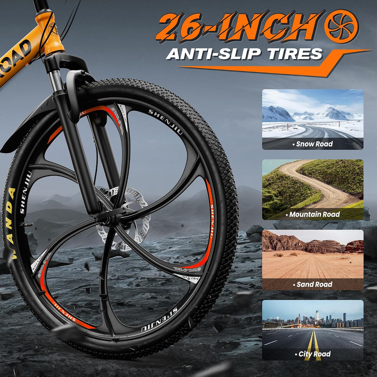 Betterland 26 Inch Adult Folding Mountain Bike, 21 Speeds Full Suspension Foldable Bikes, Dual Disc Brake, High Carbon Steel Frame Bicycle for Men Women