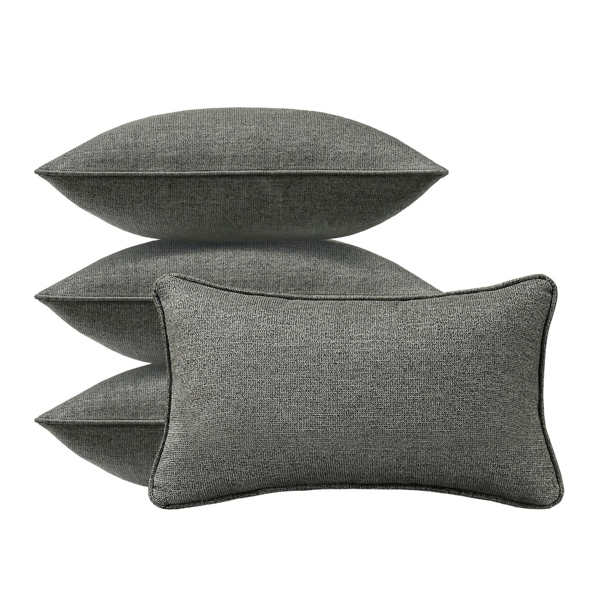4 Pack Sunbrella Outdoor Water Repellent Throw Pillows 18x18 Inch with Insert, Decorative Square Patio Pillows for Home Garden Couch Balcony, Canvas Camel