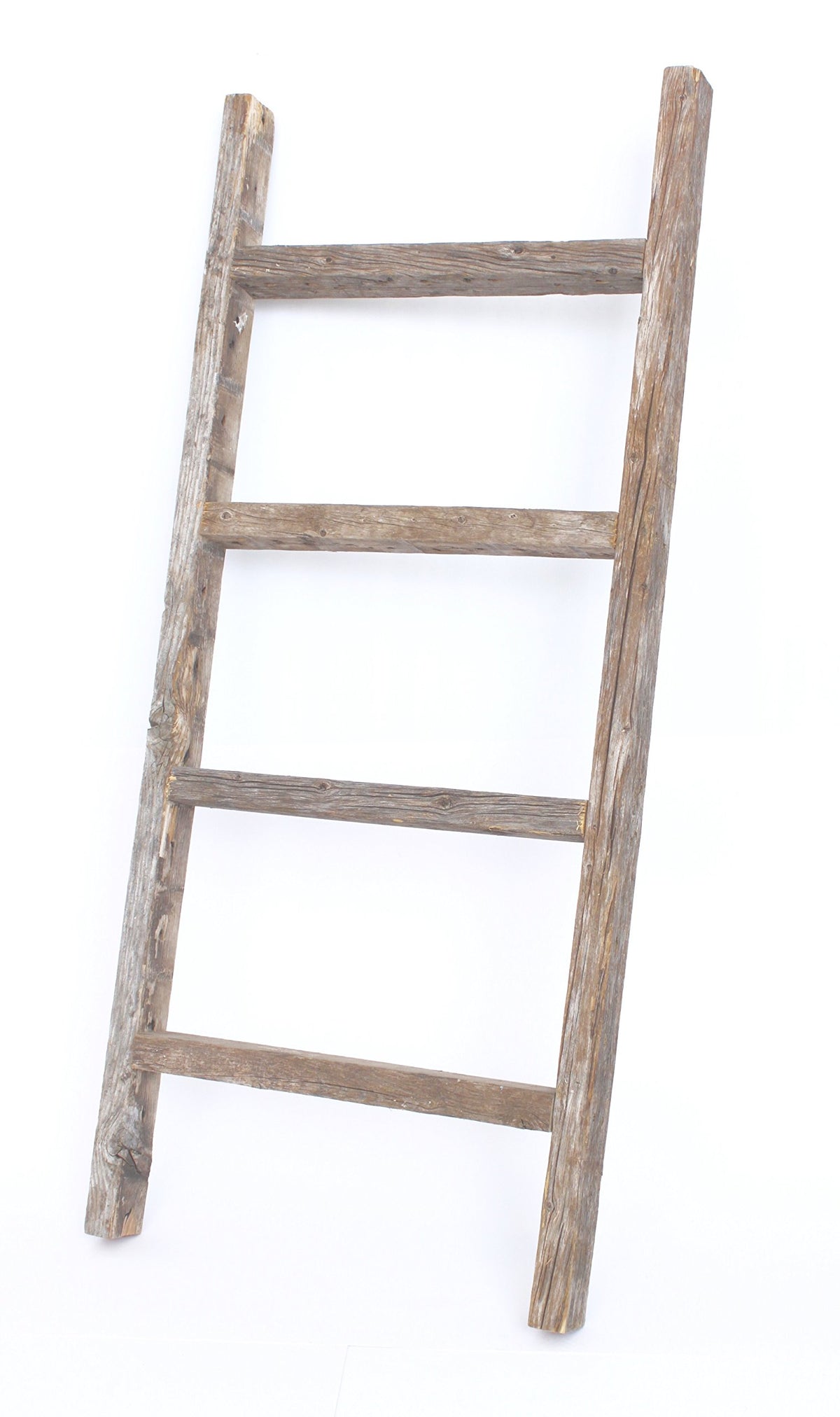 BARNWOODUSA 5 FT Decorative Ladder, Reclaimed Wood Ladder - Smoky Black