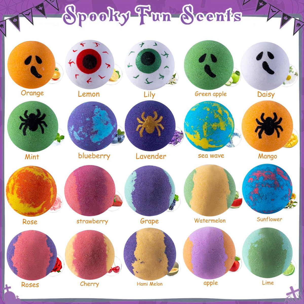 Halloween Bath Bombs for Kids with Surprise Inside 20 Pack Bath Bombs with Fruity Scents, Relaxing Aromas, Ideal Gift for boy Girls