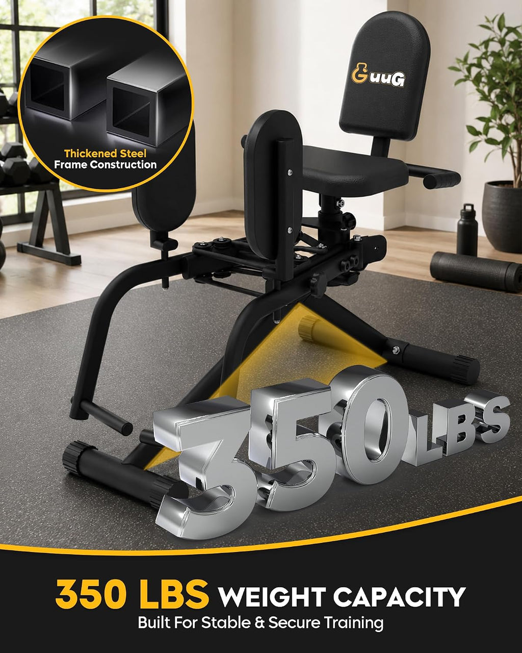 GuuG Hip Abductor Adductor Machine: Booty Builder with 2 Resistance Bands 2 in 1 Adduction Abduction Machine Inner and Outer Thigh and Glute Workout Equipment