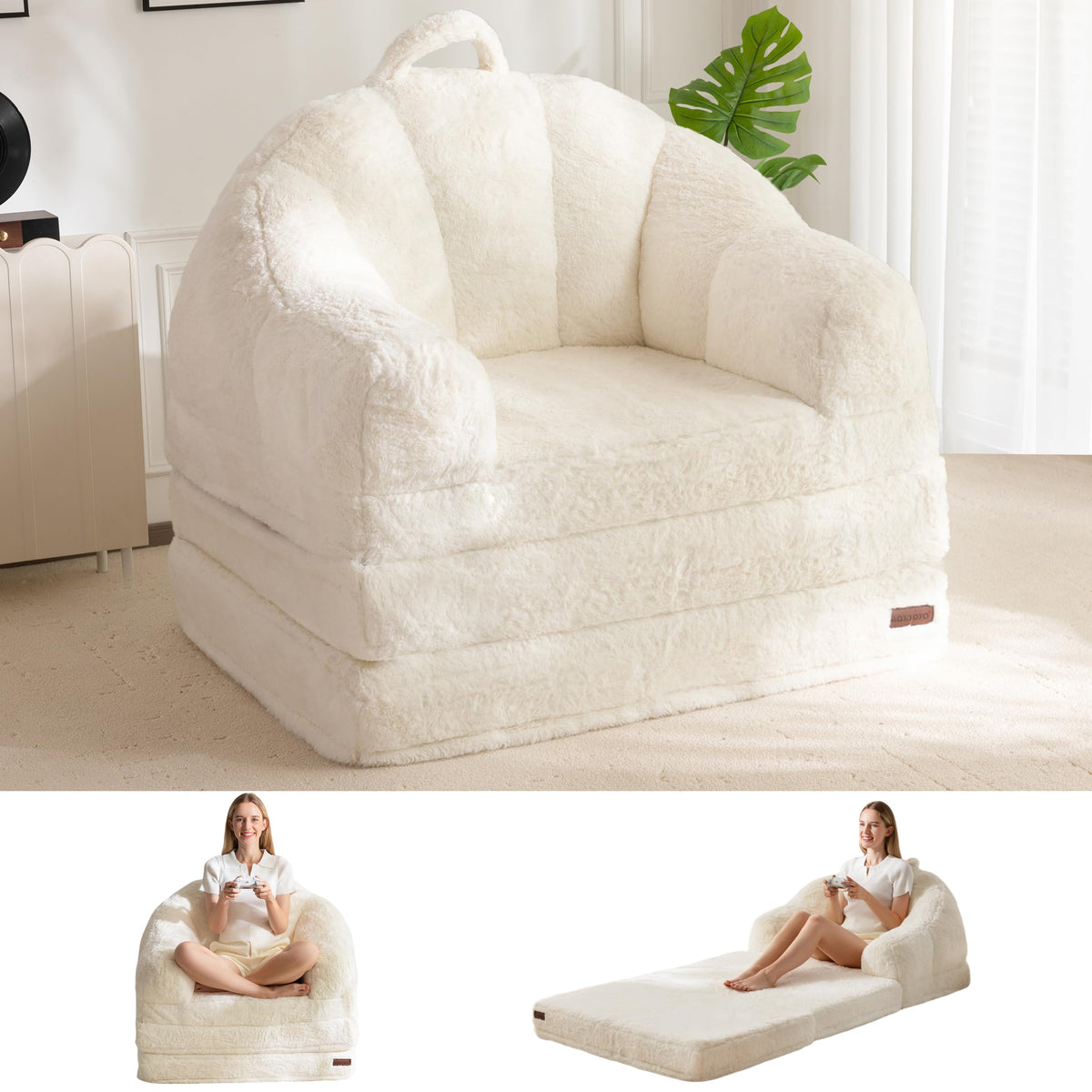 MAXYOYO Folding Sofa Bed, 2 in 1 Convertible Sofa to Lounger