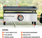 Blackstone 2142 Original 17” Tabletop Griddle with Low-Maintenance Stainless Steel Front Plate, Powder Coated Steel, Black