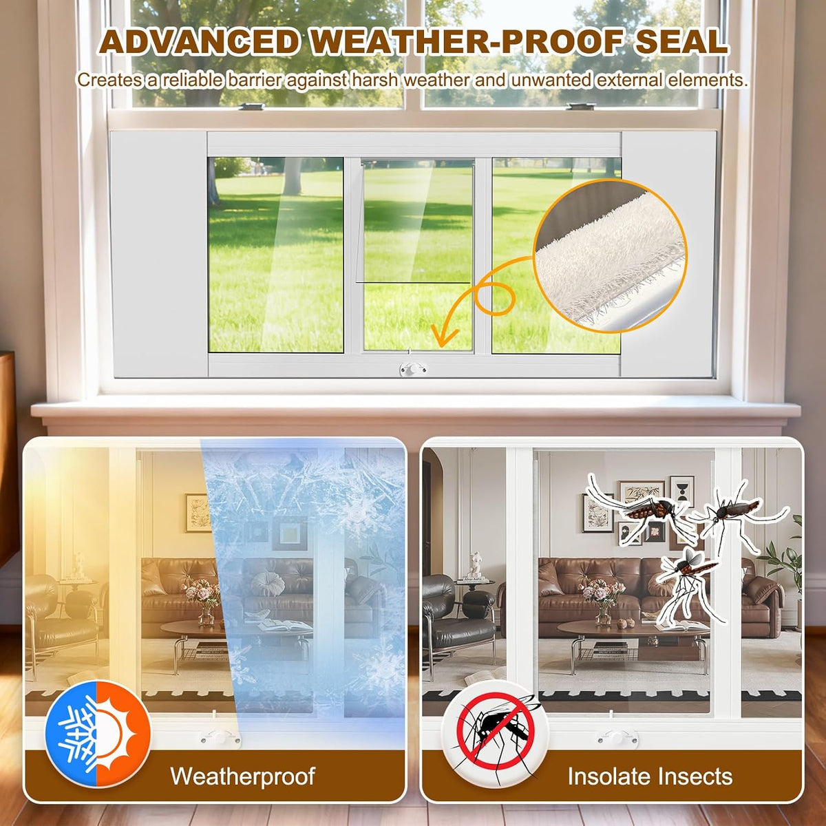 DoCred Cat Door for Window, Full-Size Window Pet Doors Fits 23"-34"