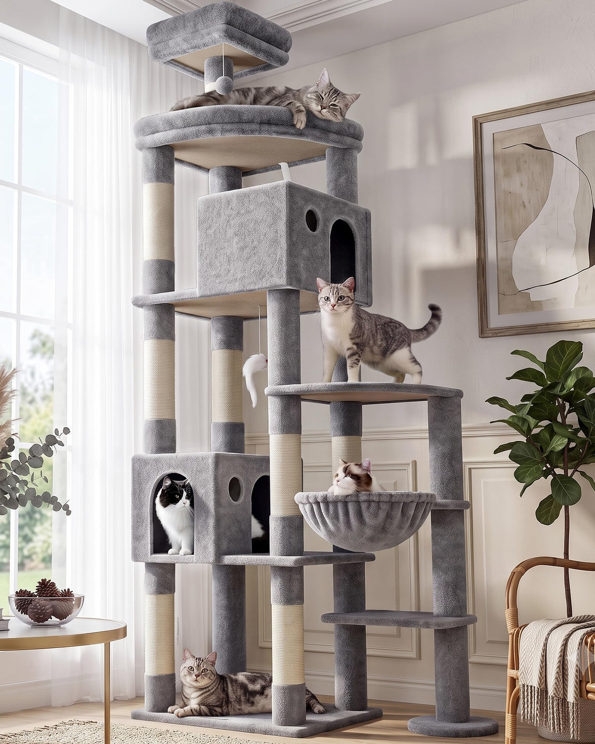 Globlazer Giant Cat Tree for Indoor Large Cats, 83in, F83, Dark Grey