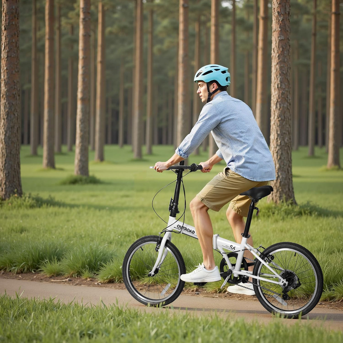 Superday 20 Inch Folding Bike, 7-Speed Lightweight Foldable Bike for City Commuting, Folding Bicycle with V Brake Adjustable Stem, Folding Bikes for Adults/Men/Women/Teenagers(Black/White/Blue/Pink)