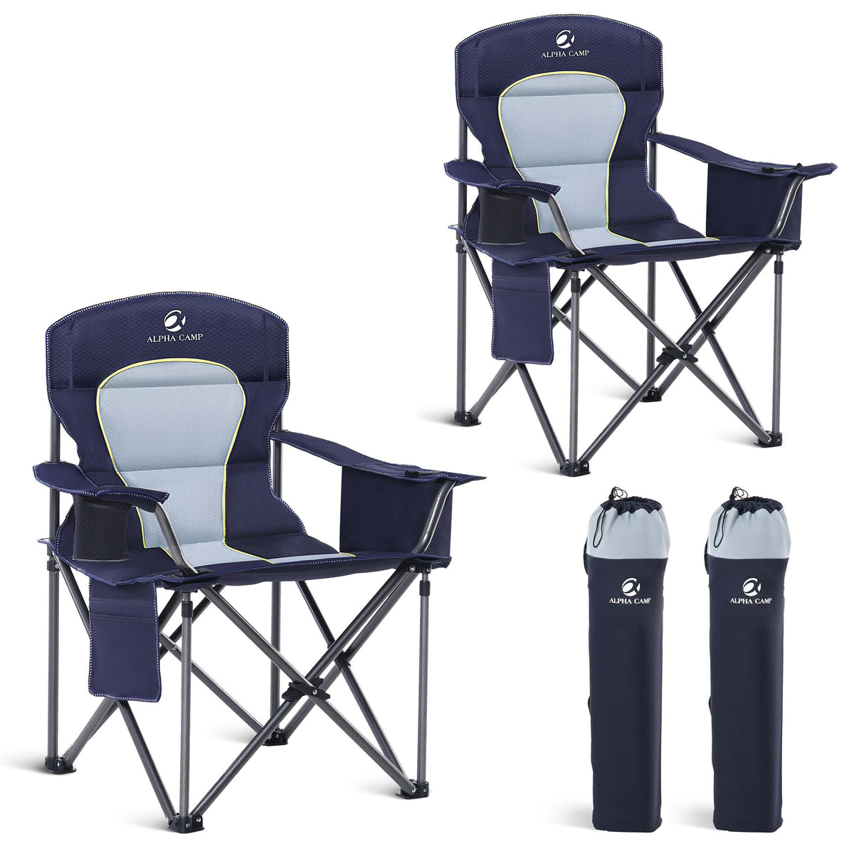 LET'S CAMP Folding Camping Chair Oversized Heavy Duty Padded Outdoor Chair