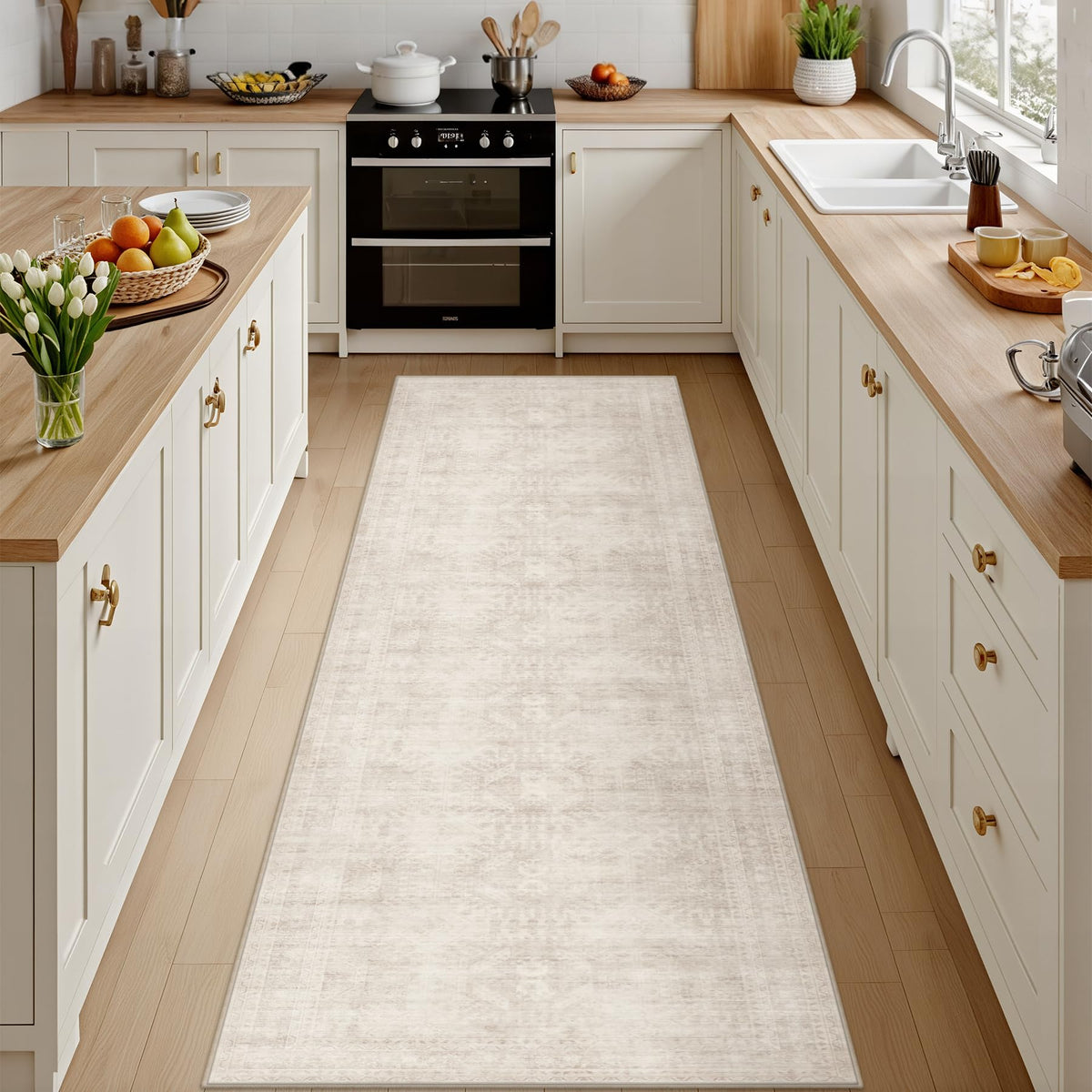 8x10 Area Rugs Living Room: Bedroom Washable Carpet Beige/Ivory