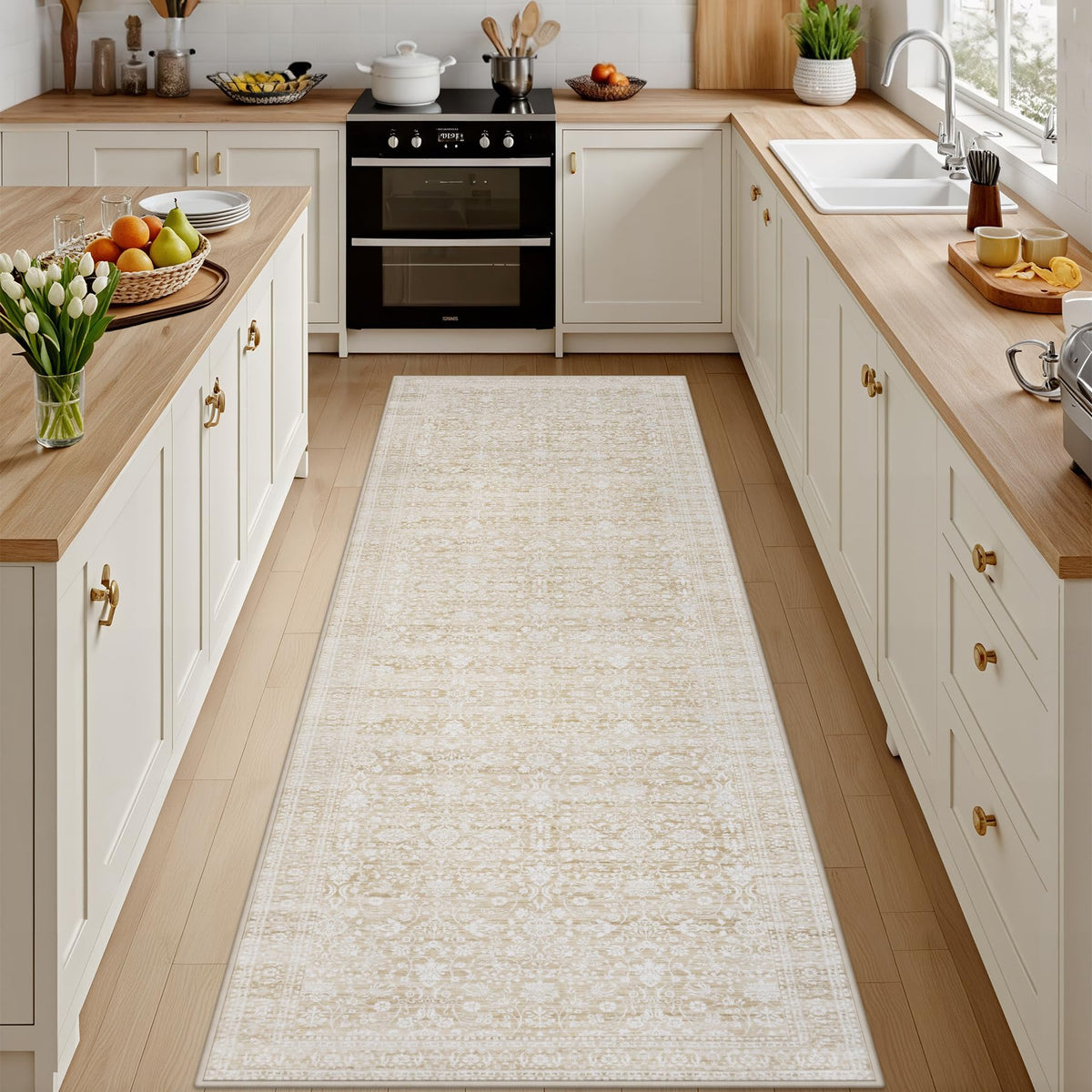 8x10 Area Rugs Living Room: Bedroom Washable Carpet Beige/Ivory