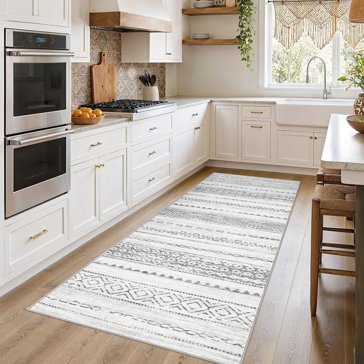 Nakagishi Boho 8x10 Area Rug Living Room Rugs Machine Washable Beige