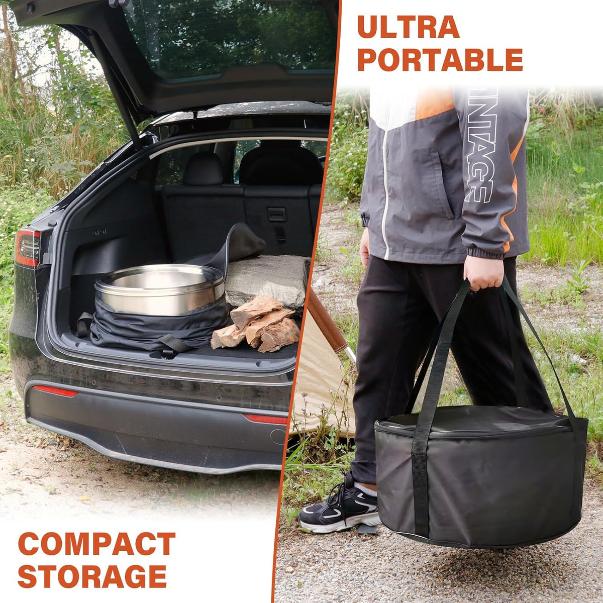 HGD 20 inch Smokeless Firepit Outdoor, Portable Smokeless Fire Pit for Camping with Travel Bag, Stainless Steel Wood Burning Stove for Backyard & Patio, Easy Setup & Compact Storage