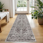 KUTA Vintage Extra Long Runners for Hallways 2.6x18ft Washable Blue White