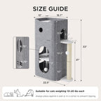 Bedsure 3-Level Cat Tree for Indoor Cats with Scratching Post,Grey