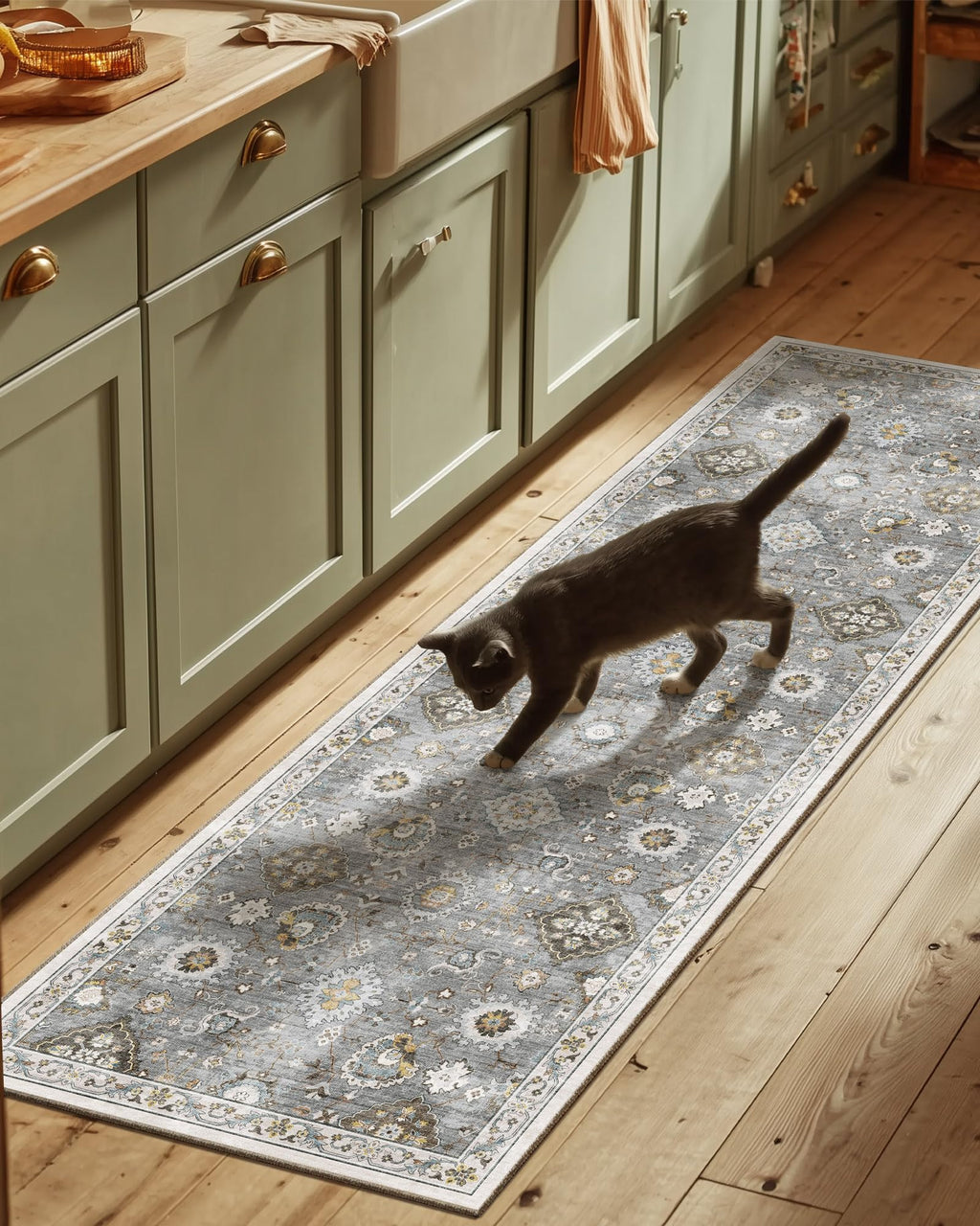 Washable Area Rugs for Living Room: 9x12 Bedroom Rug Boho Vintage Area Rug Stain Resistant Non Slip Low Pile Lightweight Soft Carpets for Dining Room Kitchen Nursery Kids Room Playroom Home Office