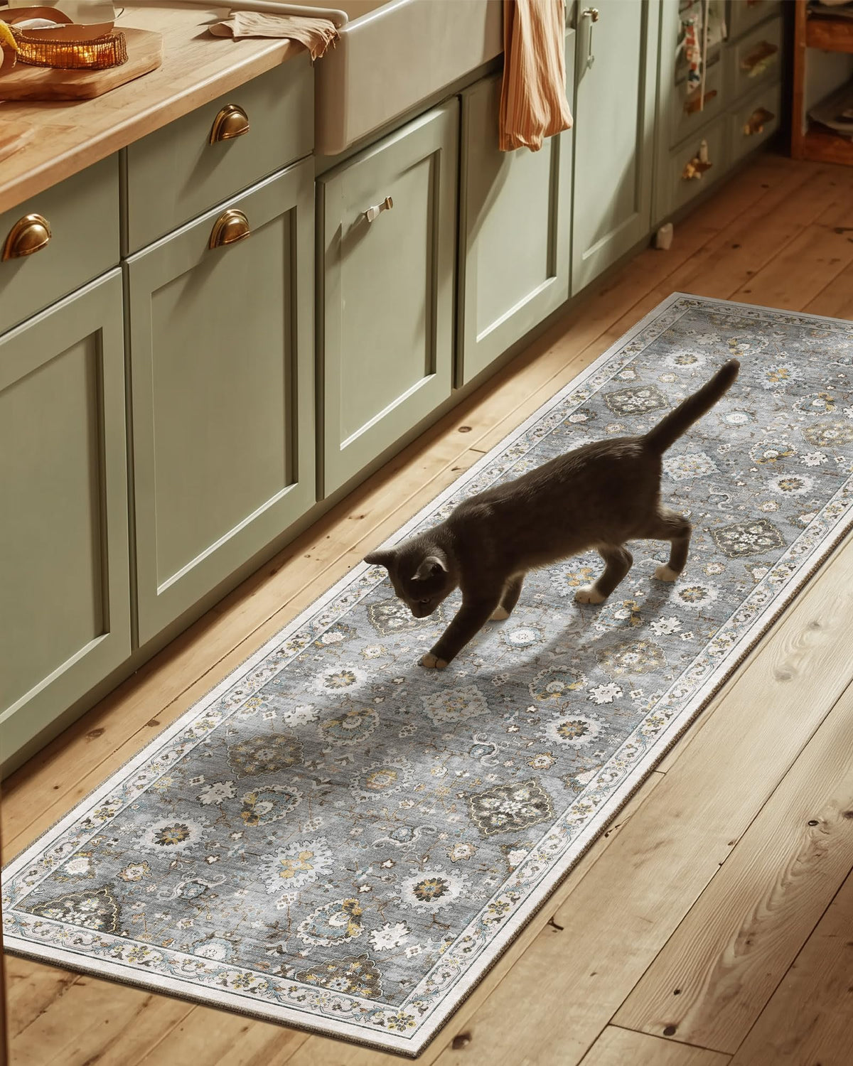 Washable Area Rugs for Living Room: 9x12 Bedroom Rug Boho Vintage Area Rug Stain Resistant Non Slip Low Pile Lightweight Soft Carpets for Dining Room Kitchen Nursery Kids Room Playroom Home Office