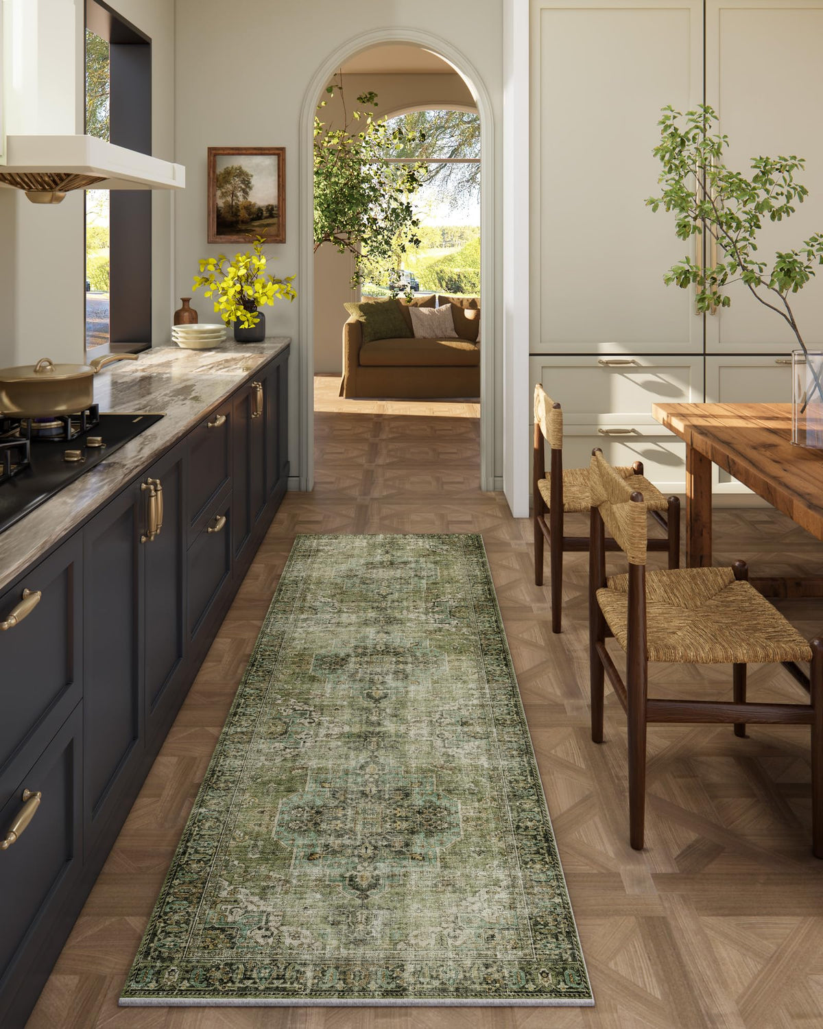 Washable Area Rugs for Living Room: 9x12 Bedroom Rug Boho Vintage Area Rug Stain Resistant Non Slip Low Pile Lightweight Soft Carpets for Dining Room Kitchen Nursery Kids Room Playroom Home Office