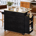 IRONCK Kitchen Island with Storage, Charging Station and Drop Leaf, White
