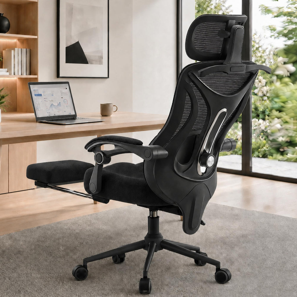 CYKOV Ergonomic Office Chair with Footrest, Reclining Mesh Back, 350 Lbs