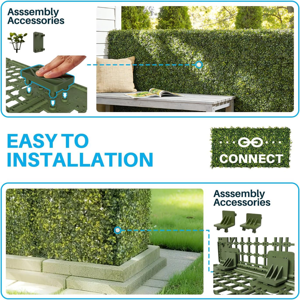 Patio Rigid Panel- Artificial Grass Wall Hedge 54" W x 36" H x 6" D Faux Boxwood Panels with Fake Plants Greenery Backdrop Room Divider Privacy Planters for Patio Office Balcony Porch
