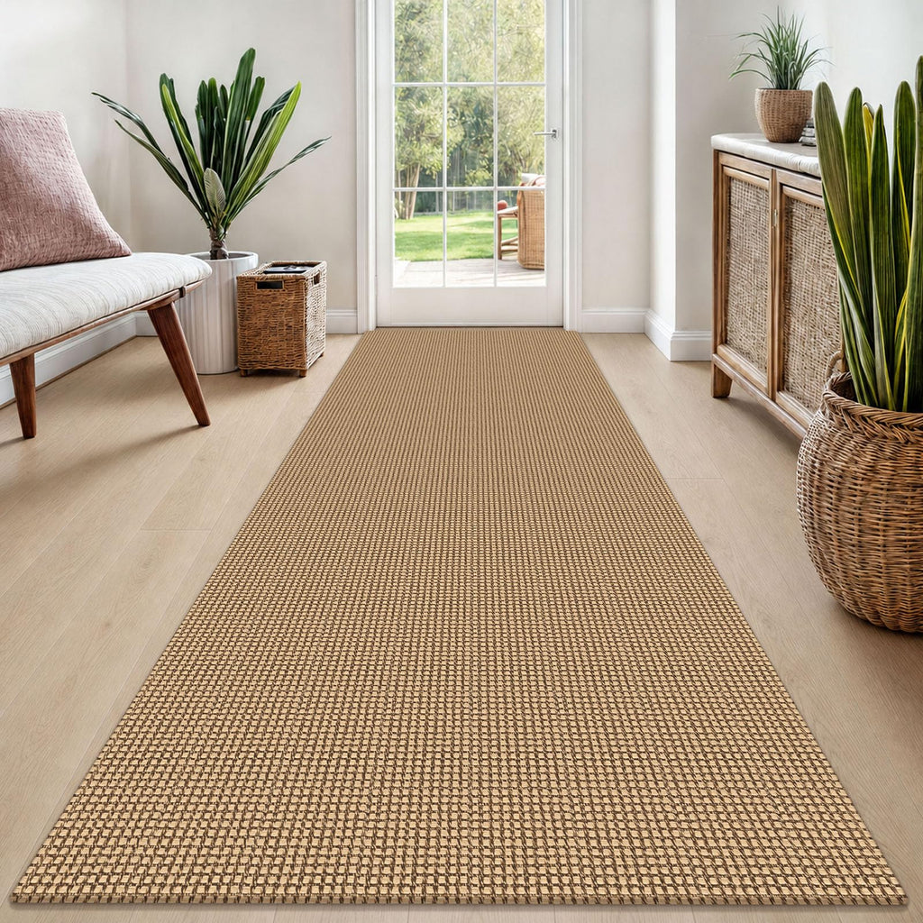EARTHALL Woven Area Rugs 6x9 Ft Washable Living Room Rugs Non Slip Rubber Backed Dining Room Rug Braided Bedroom Rugs Indoor Floor Carpet for Living Room, Bedroom, Dining Room, Beige/Ivory