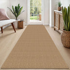 EARTHALL Woven Area Rugs 6x9 Ft Washable Living Room Rugs Non Slip Rubber Backed Dining Room Rug Braided Bedroom Rugs Indoor Floor Carpet for Living Room, Bedroom, Dining Room, Beige/Ivory