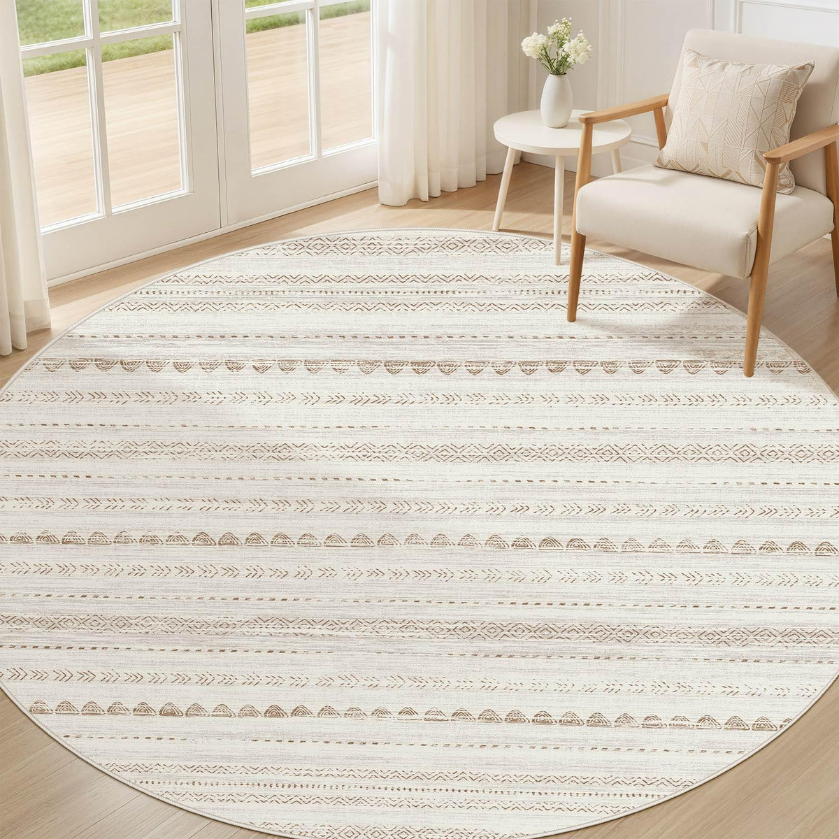 Nakagishi Boho 8x10 Area Rug Living Room Rugs Machine Washable Beige