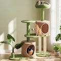 Feandrea Cat Tree, 68.1-Inch Multi-Level Plush Cat Tower, Artificial Leaves