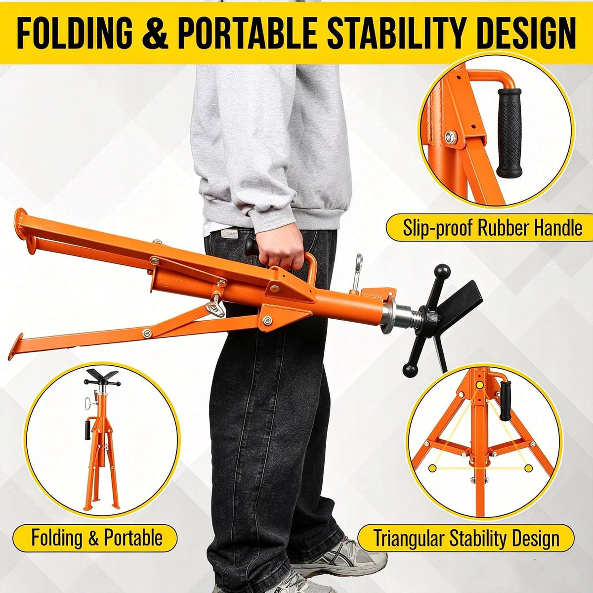 2PCS Pipe Jack Stand, 2500LB Carbon Steel Heavy Duty Pipe Stand,
