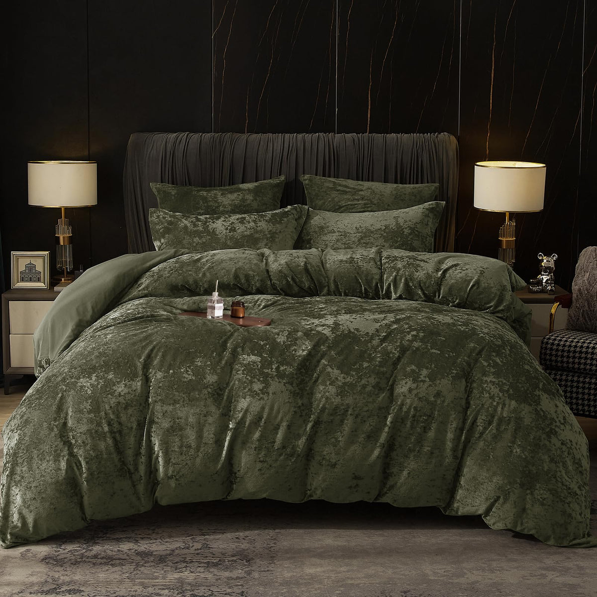 PHF Luxury Velvet Duvet Cover Set King Size, 3pcs 104" x 90", Cub
