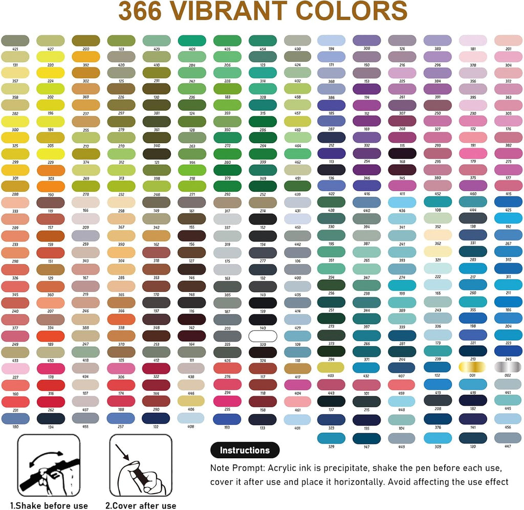 366 Colors Acrylic Paint Marker with Automatic Ink Control System