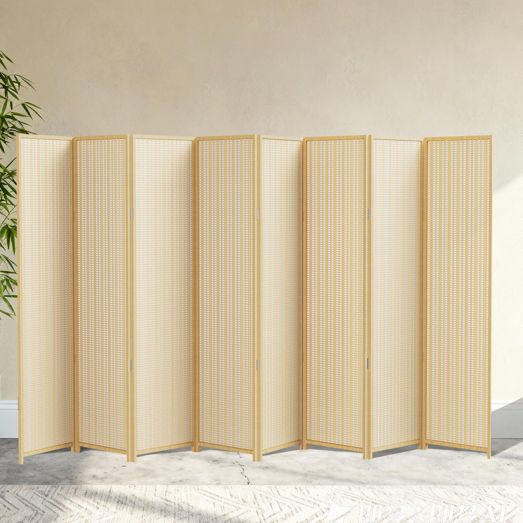 4 Panel Bamboo Room Divider, Folding Privacy Screen, Natural