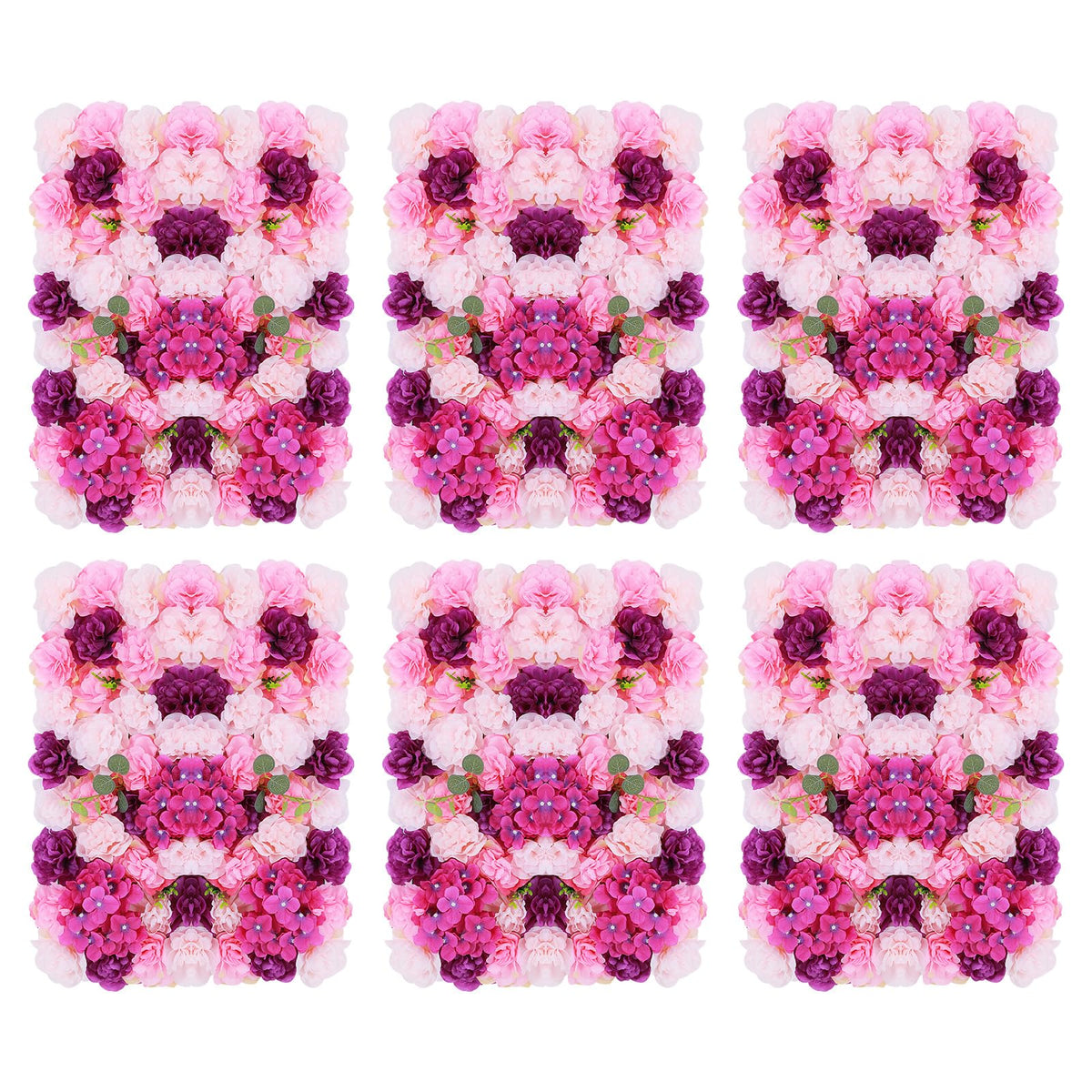 Pink Yellow Flower Wall Panels, Artificial Peony Rose Backdrop, 6Pcs 3D Silk Floral Panels for Wedding Decor, Party Background, Home Wall Decoration (40x60cm)