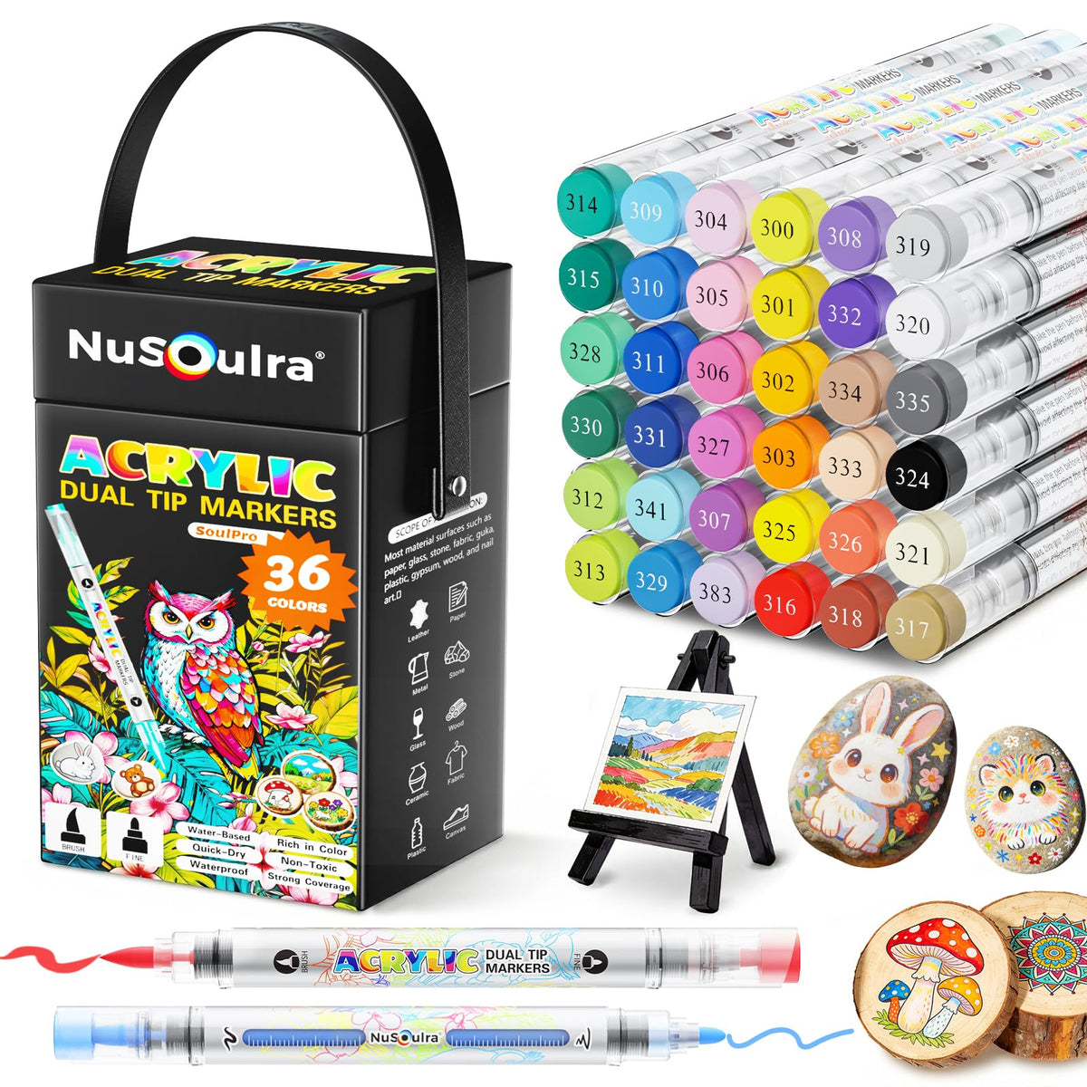 240 Colors Acrylic Paint Markers Brush Tip, Automatic Ink Control