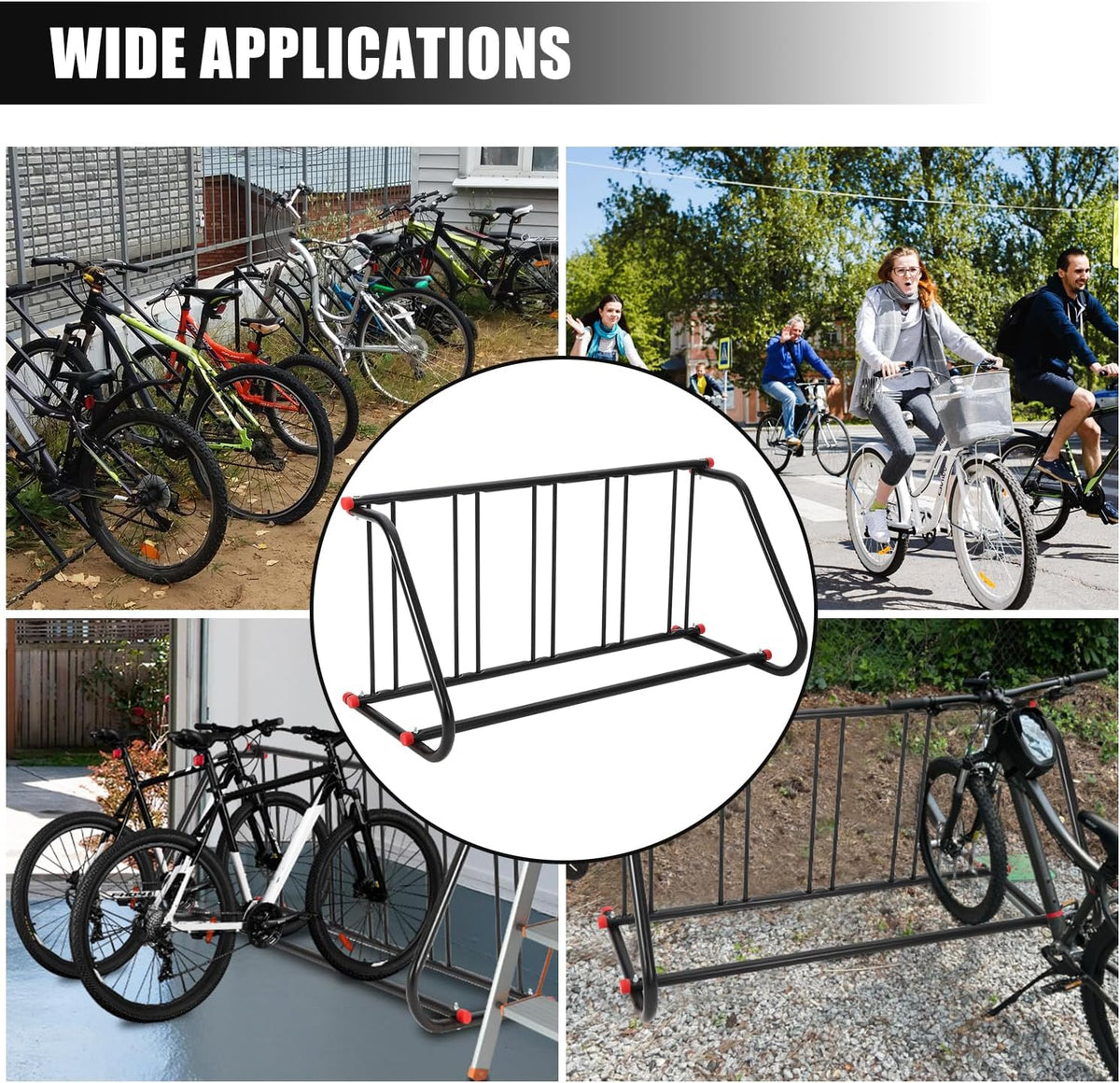 IDEALHOUSE Commercial Bike Rack,5-Bike Freestanding Floor Parking Stand,