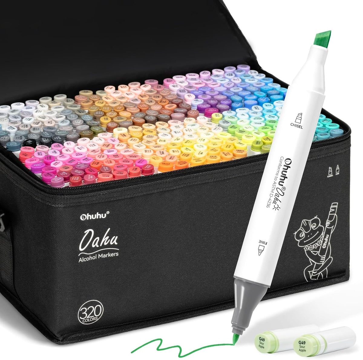 Ohuhu Alcohol Markers 320 Colors Chisel& Fine for Adult Coloring Refillable