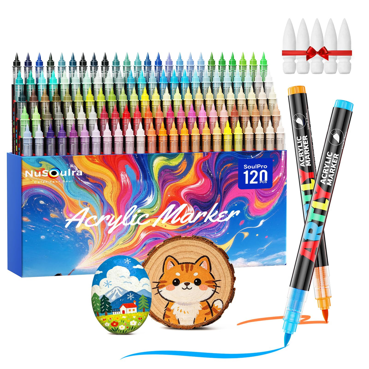 240 Colors Acrylic Paint Markers Brush Tip, Automatic Ink Control