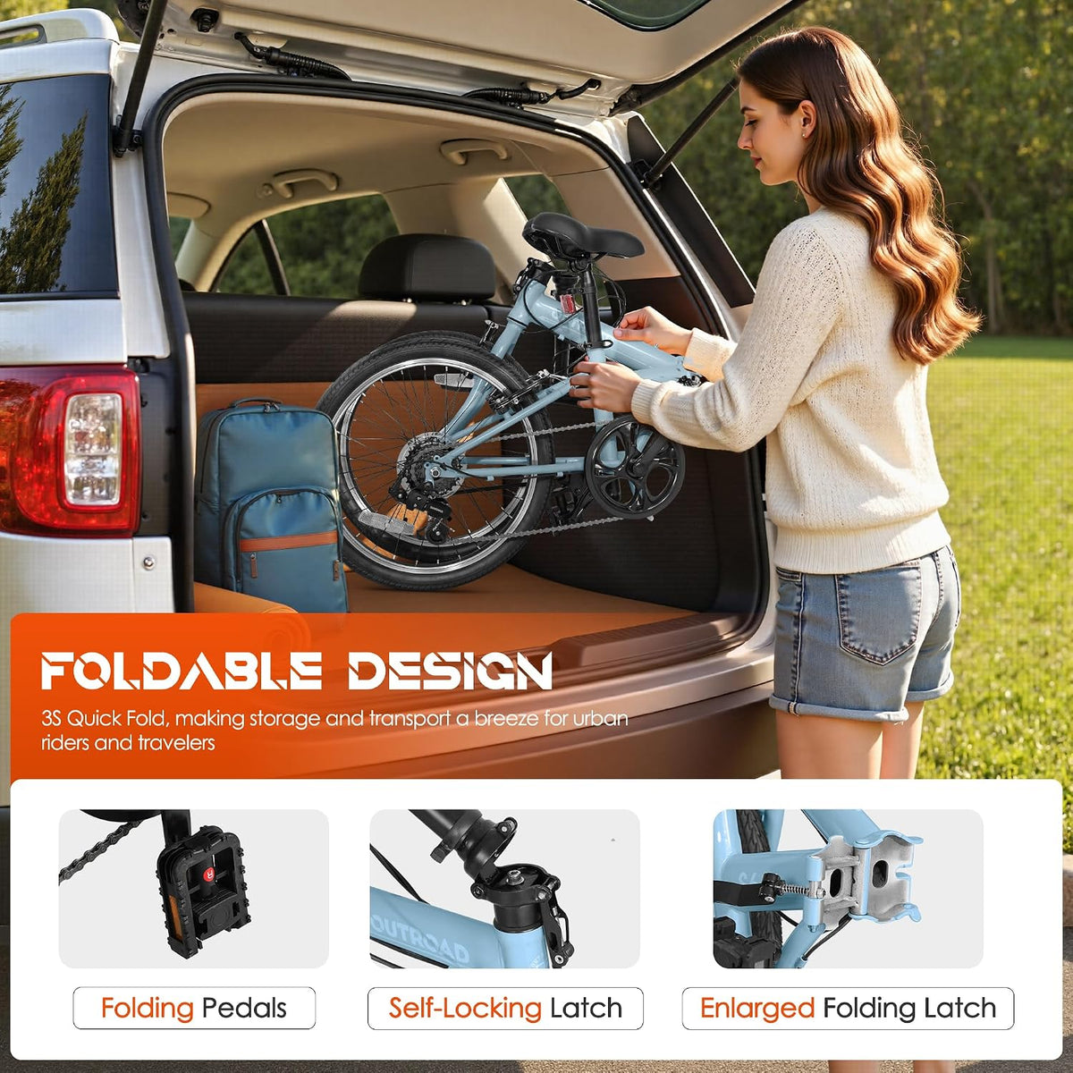 20 inch Folding Bike, Foldable Bicycle for Adults with 7 Speed Derailleur, Lightweight Collapsible Bicycle for City Commuting, Fold Up Bike Men Women Teenagers