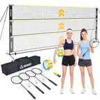 3-in-1 Volleyball Badminton Pickleball Net Set Adjustable Height