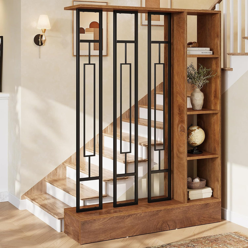 Tribesigns Room Divider with Shelves, 71" Freestanding Storage Room Divider
