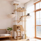 Hey-brother Wooden Cat Tree, Furniture Tower with Large Platforms, MPJ121SR