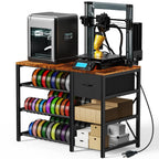 3D Printer Stand with Filament Storage Rack, Heavy Duty 3D Printer Table with Power Outlet, 4-Tier Filament Holder with Drawer, 3D Printer Filament Stand Organized for Office Workshop Studio