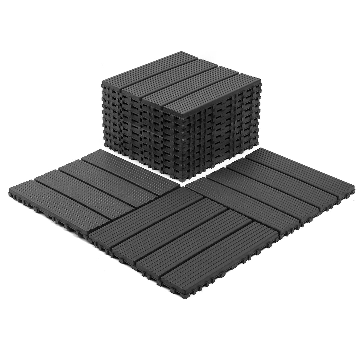 68 Pcs Interlocking Deck Tile, 61.60 Sq.Ft Deck Flooring Outdoor Waterproof All Weather, Flooring Tiles for Patio, decking Tiles for Indoor and Outdoor use, 11.42"x11.42" Square, Brown