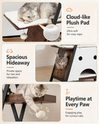 Modern Wood Cat Tree Tower for Indoor Cats Large Adult 67-in Tall
