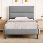 GRUSIGN King Size Platform Bed Frame with Velvet Headboard, Adjustable Height Wooden Slats Support, Upholstered Mattress Foundation, Fits Mattress or Mattress with Box Spring, Easy Assembly, Beige
