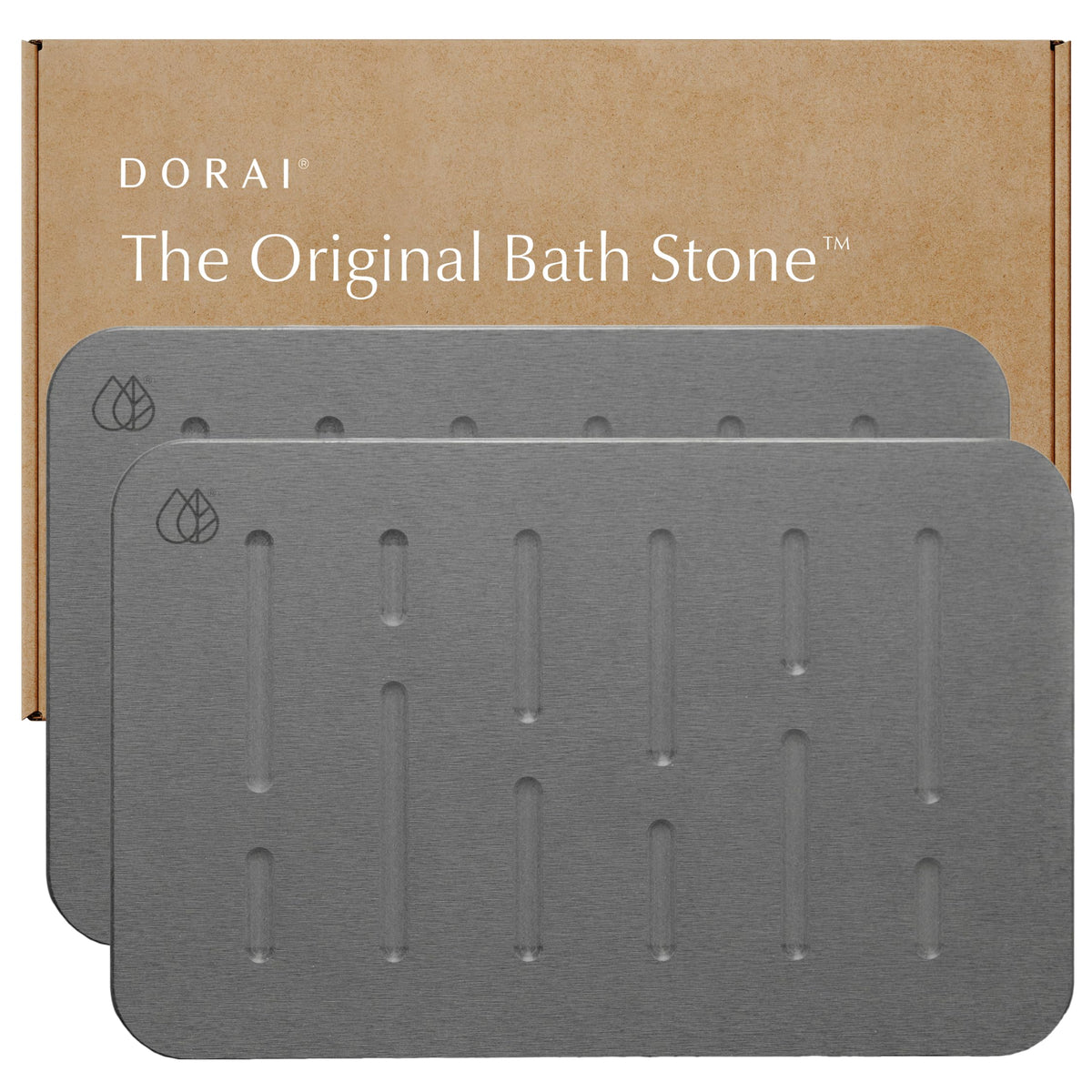 Dorai Home Stone Bath Mat - Premium Diatomaceous Earth Bath Floor Mats with Non-Slip Base, Fast-Drying Modern Shower Mat for Bathroom | Rain Slate